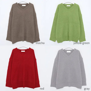 V-neck ribbed knit