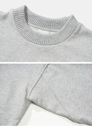 [Monterest] Fleece-Lined Logo Print Crewneck Sweatshirt