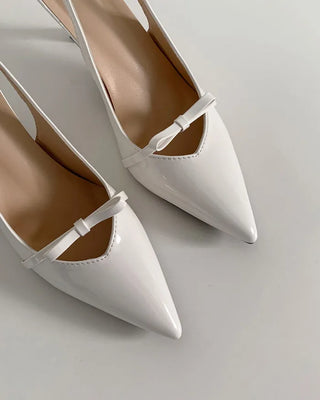 Pointed-toe ribbon slingback heels (4 colors)