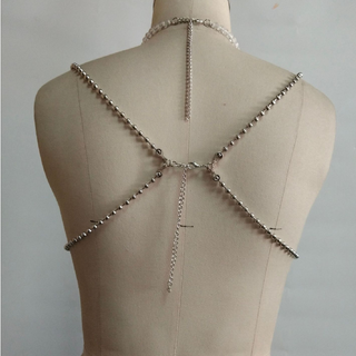 Beaded halter metal chain cami top