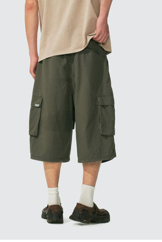 [Monterest] Washed Cotton Cropped Cargo Shorts
