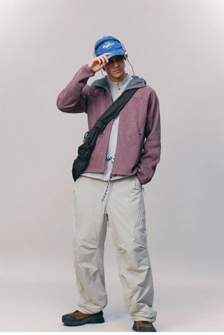 [Monterest] Fleece-Lined Hooded Zip-Up Cardigan