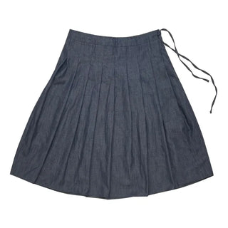 (2 colors) Pleated denim skirt
