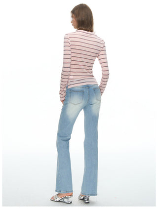 [NECY] Light Washed Flare Jeans