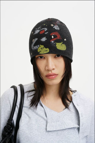 [MASONPRINCE] Studded Bear Print Knit Beanie