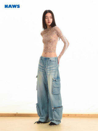 [NOTAWEAR] Mesh Print Long Sleeve T-Shirt