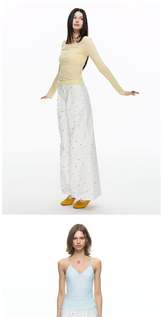 [NECY] Heart Cat Printed Wide Pants