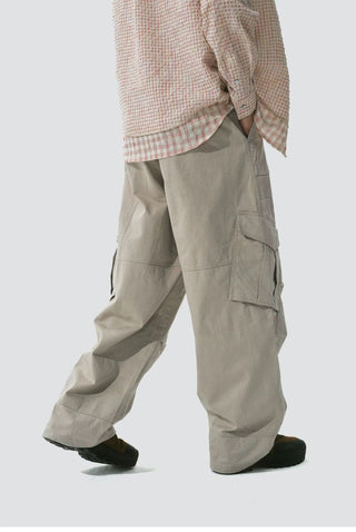 [Monterest] Grid Cotton Drawstring Paratrooper Pants
