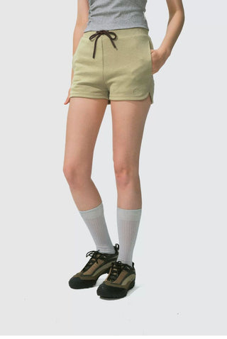 [Monterest] Drawstring Logo Embroidered Sweat Shorts
