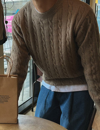 [Special Feature] Mode Cable Knit Round Neck Knit (10 colors, M~L)