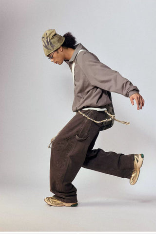 [Monterest] Relaxed Fit Polo Collar Knit Sweatshirt