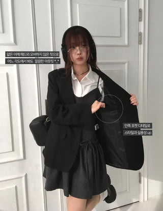 Semi-overfit single blazer jacket jk - 4 colors