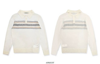 [moromoro2] Striped Polo Knit Top