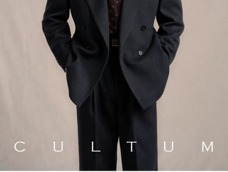 [CULTUM] Wool Twill Double-Breasted Peak Lapel Suit