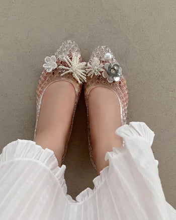 [3 colors] Glow Jelly Flat Summer Aqua Jelly Shoes Sandals