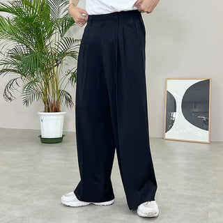 high waist pintuck wide slacks