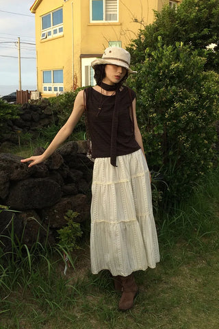 [Scarf Set] Striped Sleeveless Top