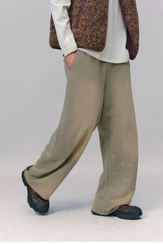 [Monterest] Washed Splatter Fleece-Lined Straight Pants