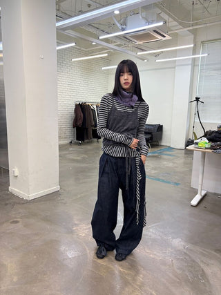 [NeverSeez] Raw Denim Wide-leg Jeans