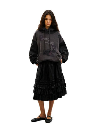 [Moromoro2] Rhinestone Patchwork Hoodie