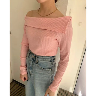 Asymmetrical Color Ribbed Pullover