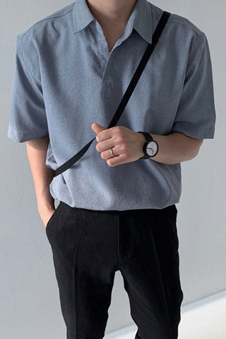 casual loose lapel short sleeve t-shirt