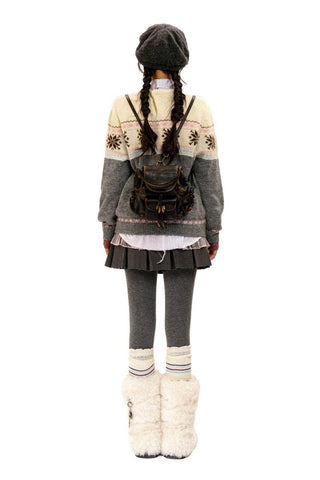 [Moromoro2] Snowman Fair Isle Knit Cardigan