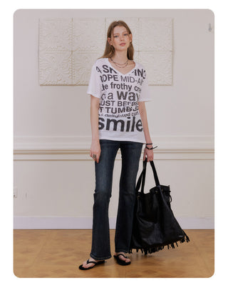 [NECY] Original Letter Stud Slim Line T