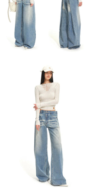 [NOTAWEAR] Wool Blend V-Neck Openwork Knit  Top