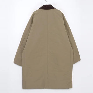 Corduroy two-tone long down jacket
