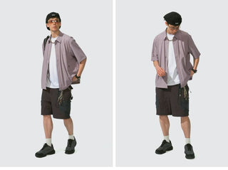 [Monterest] Arc Seam Short Sleeve Layered Shirt