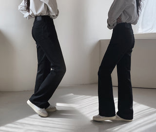 (basic/long) Premium semi-bootcut black denim pants - 4 sizes