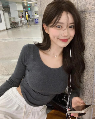 Slim Shirred Cropped T-Shirt (8 colors)