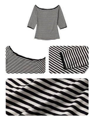 [NECY] Mono Stripe Lace Trimming Half T
