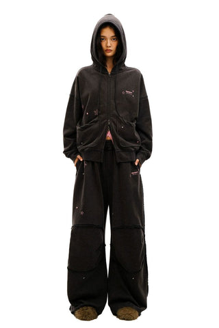 [Moromoro2] Star Studded Distressed Hoodie &  Pants