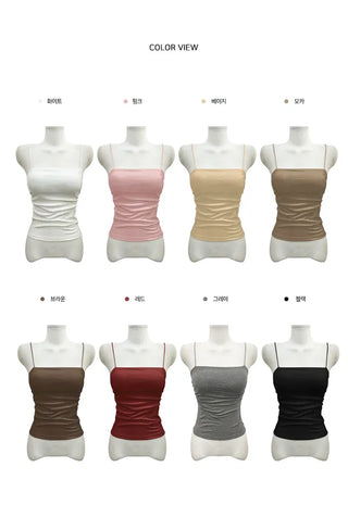 A soft, shirring sleeveless top in 8 colors that is both pretty and comfortable.