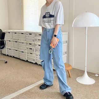 Side-cut denim pants