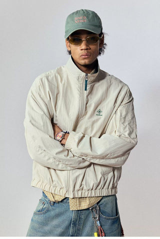 [Monterest] Water-Resistant Contrast Collar Zip Jacket