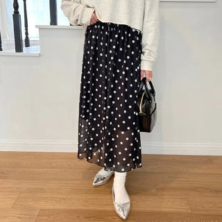Polka dot chiffon skirt