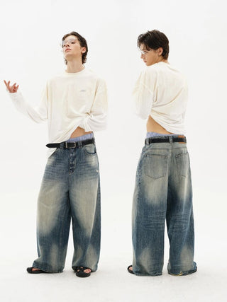 [MASONPRINCE] Snow Washed Wide Leg Denim Pants