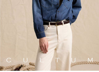 [CULTUM] Washed Gradient Cuban Collar Denim Shirt