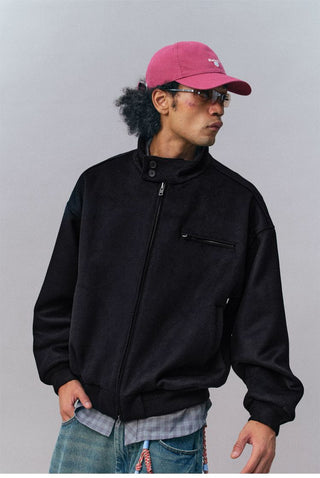 [Monterest] Wool Blend Stand Collar Harrington Jacket