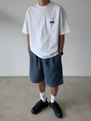 All Day Double-Tuck Half-Band Denim Shorts