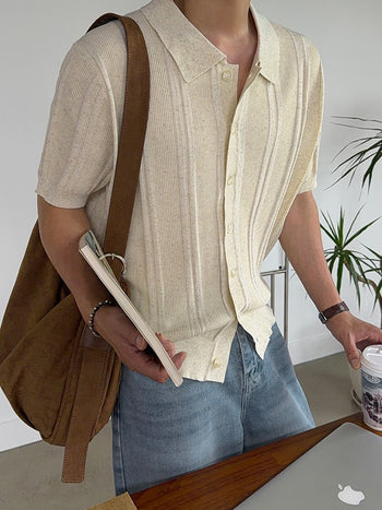 Handel Ribbed Half Collar Cardigan