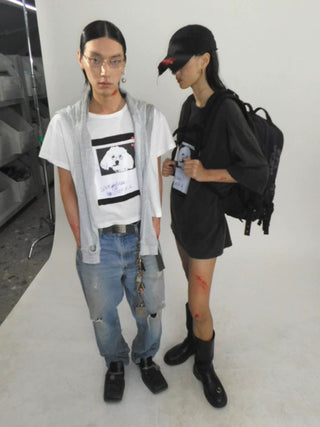 [MASONPRINCE] Graffiti Dog Print Washed Tee