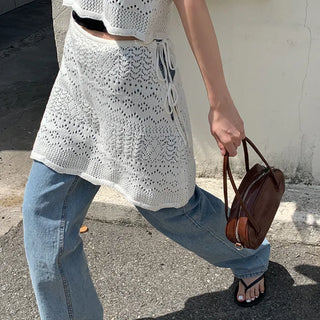 Punching layered lace wrap skirt