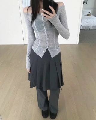 flare pleats skirt pants (2color)