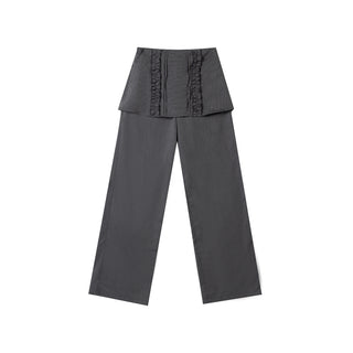 [NECY] Pin Stripe Ruffle Lace Skirt Pants