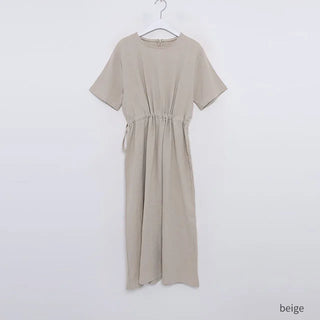 ex linen strap short-sleeved dress