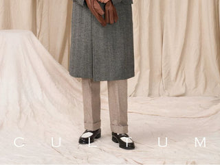 [CULTUM] Heavyweight Wool Herringbone Polo Coat